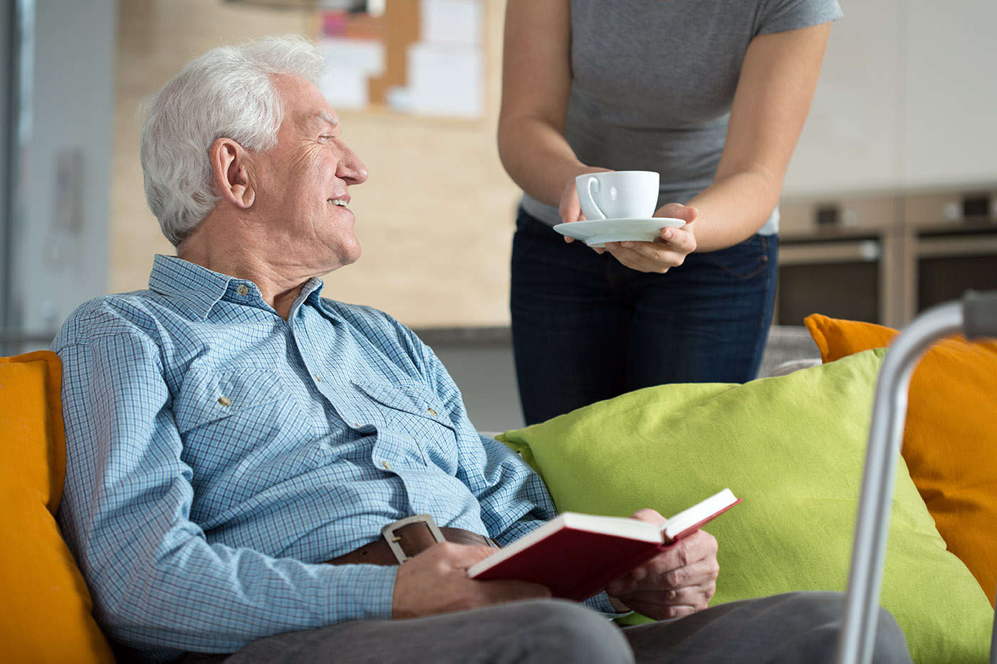 A caregiver providing respite, allowing a family member to relax.